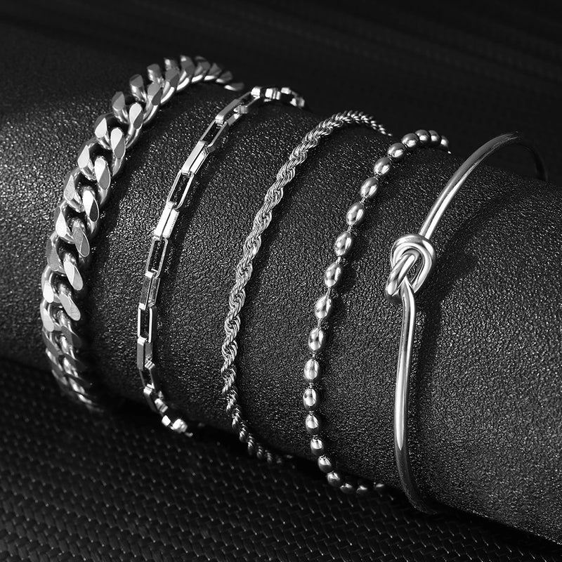 Conjunto de Pulseiras de Aço Inoxidável