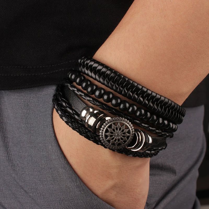 4Pcs/ Pulseiras de Couro para Homens