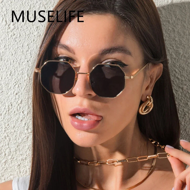 MUSELIFE - Óculos de Sol Feminino Vintage Octagon UV400