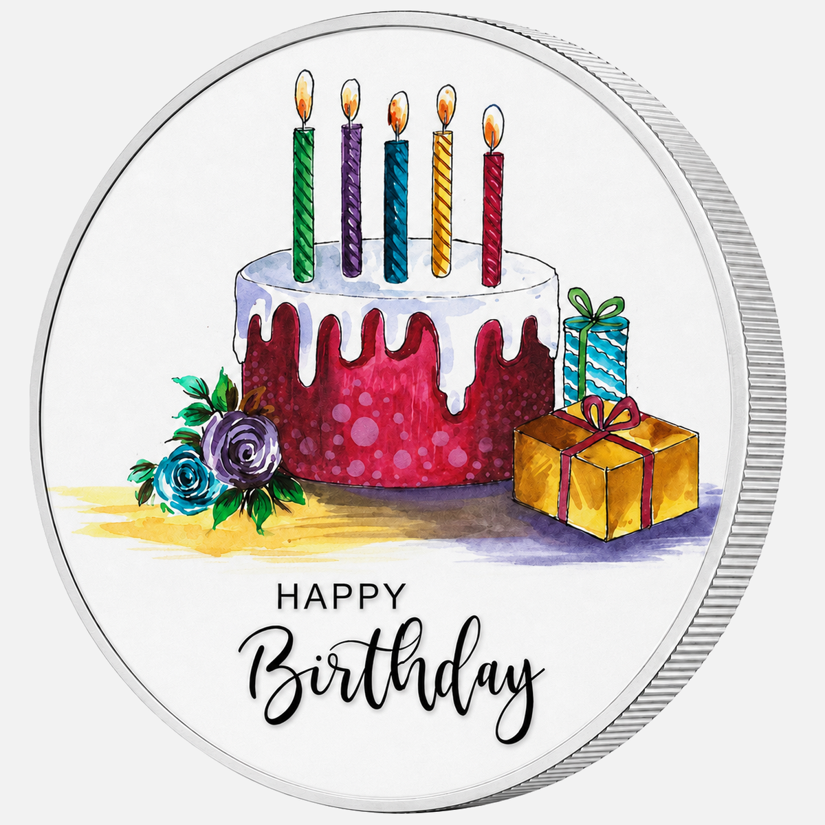 Birthday Cake, Ag 999 — srebrny rant monety