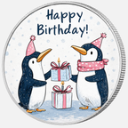 Birthday Penguins, Ag 999 — srebrny rant monety