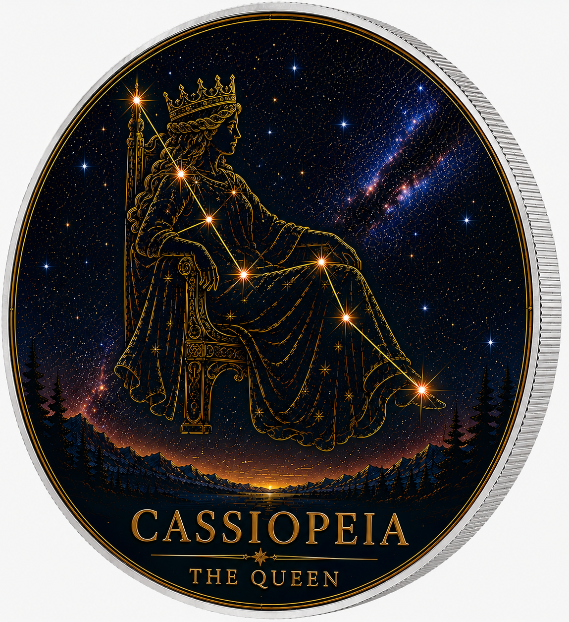 Cassiopeia, Ag 999 — srebrny rant monety