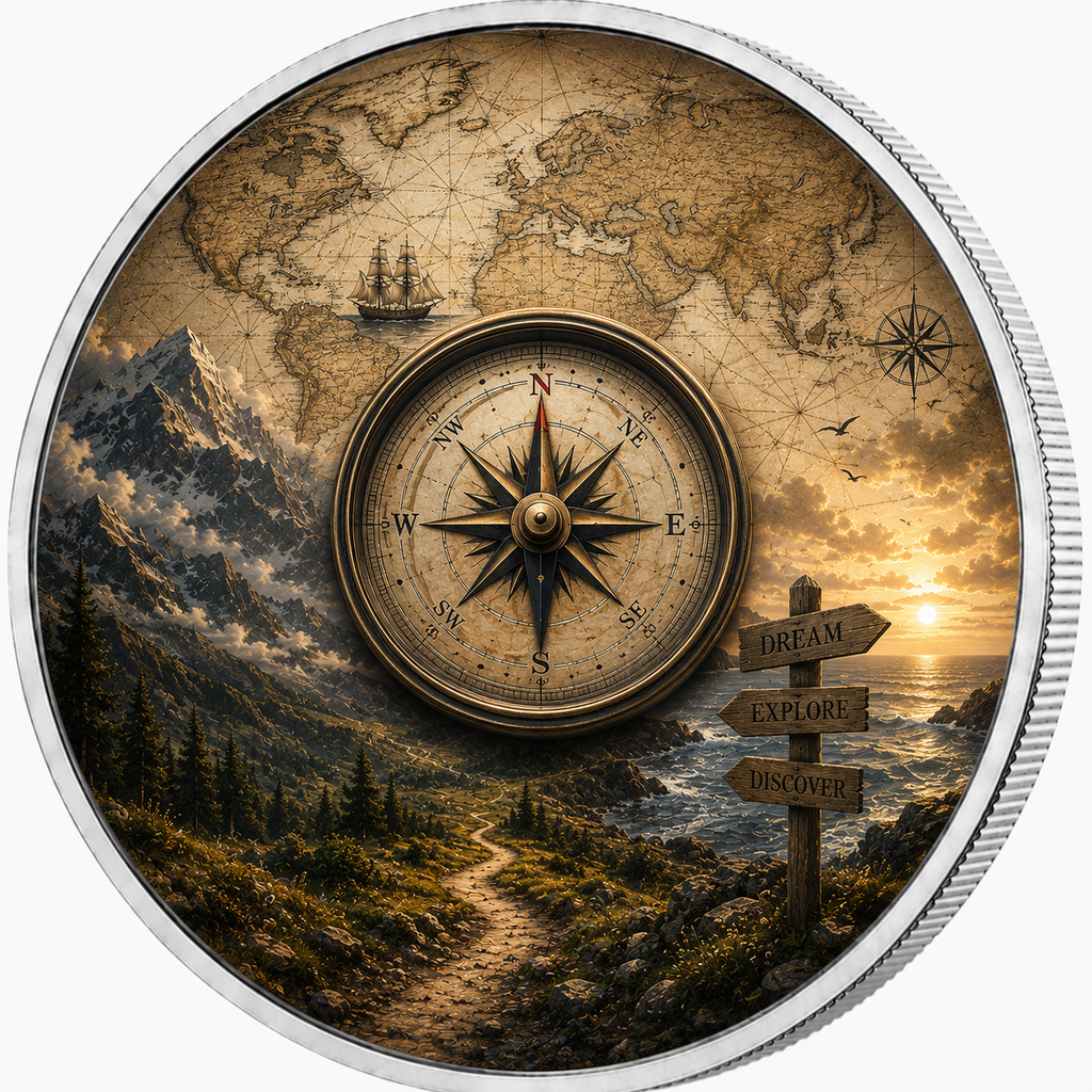 Compass of Adventure, Ag 999 — srebrny rant monety