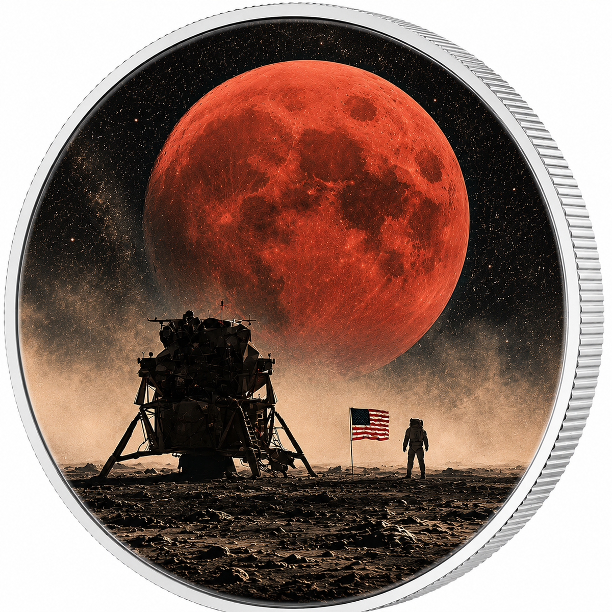 First Moon Landing, Ag 999 — srebrny rant monety