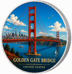 Golden Gate Bridge, Ag 999 — srebrny rant monety