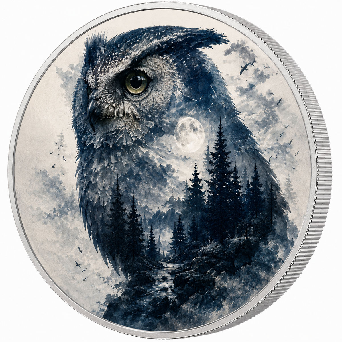 Guardian Owl, Ag 999 — srebrny rant monety