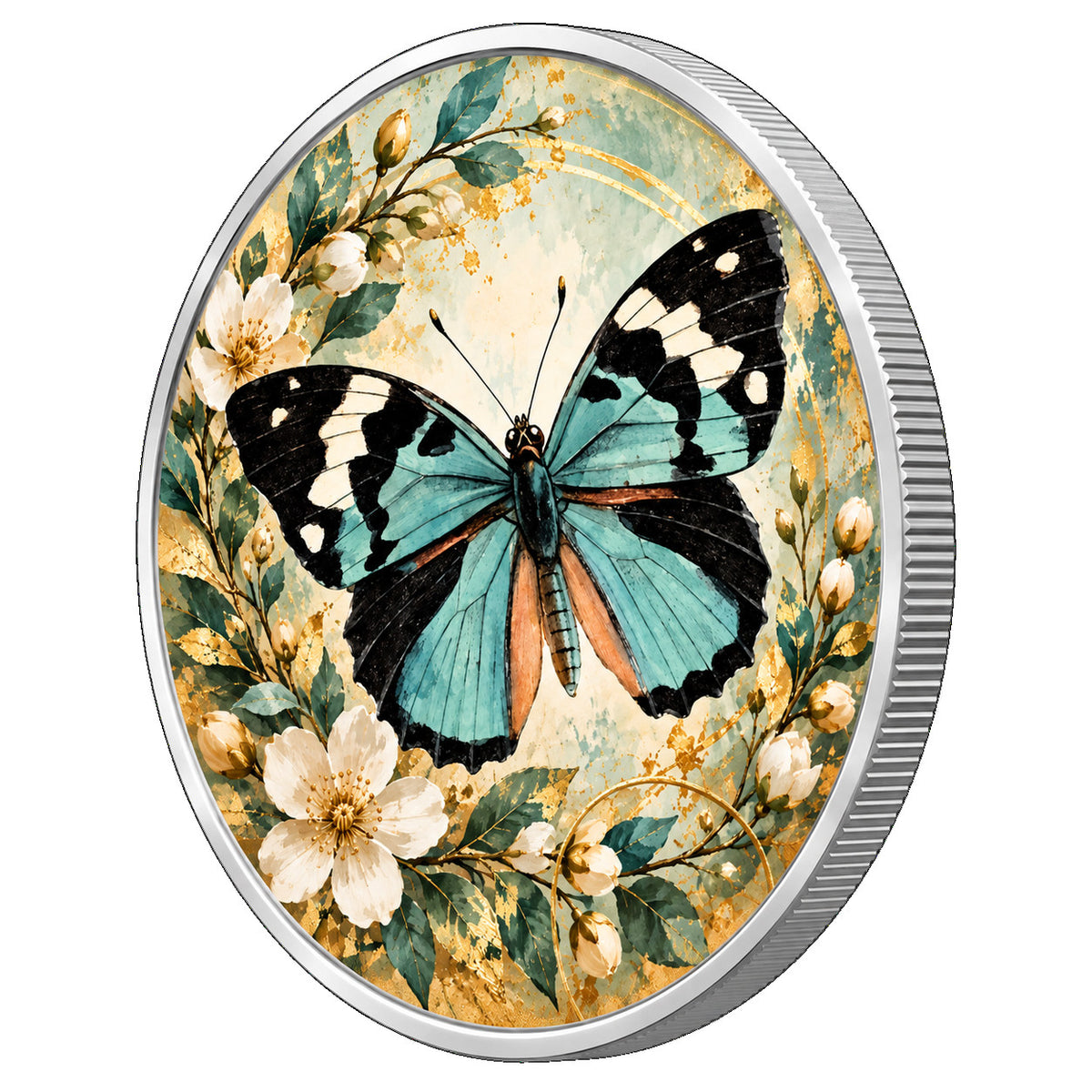 Majestatyczny Motyl, Ag 999 — srebrny rant monety