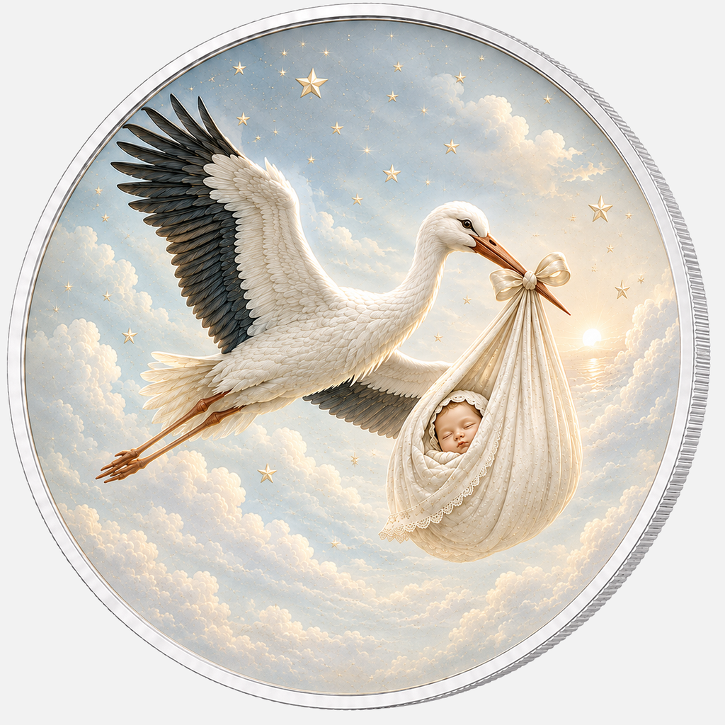 Stork of Happiness, Ag 999 — srebrny rant monety