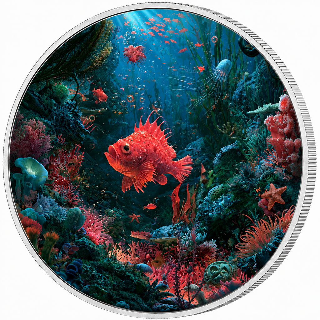 Underwater World, Ag 999 — srebrny rant monety